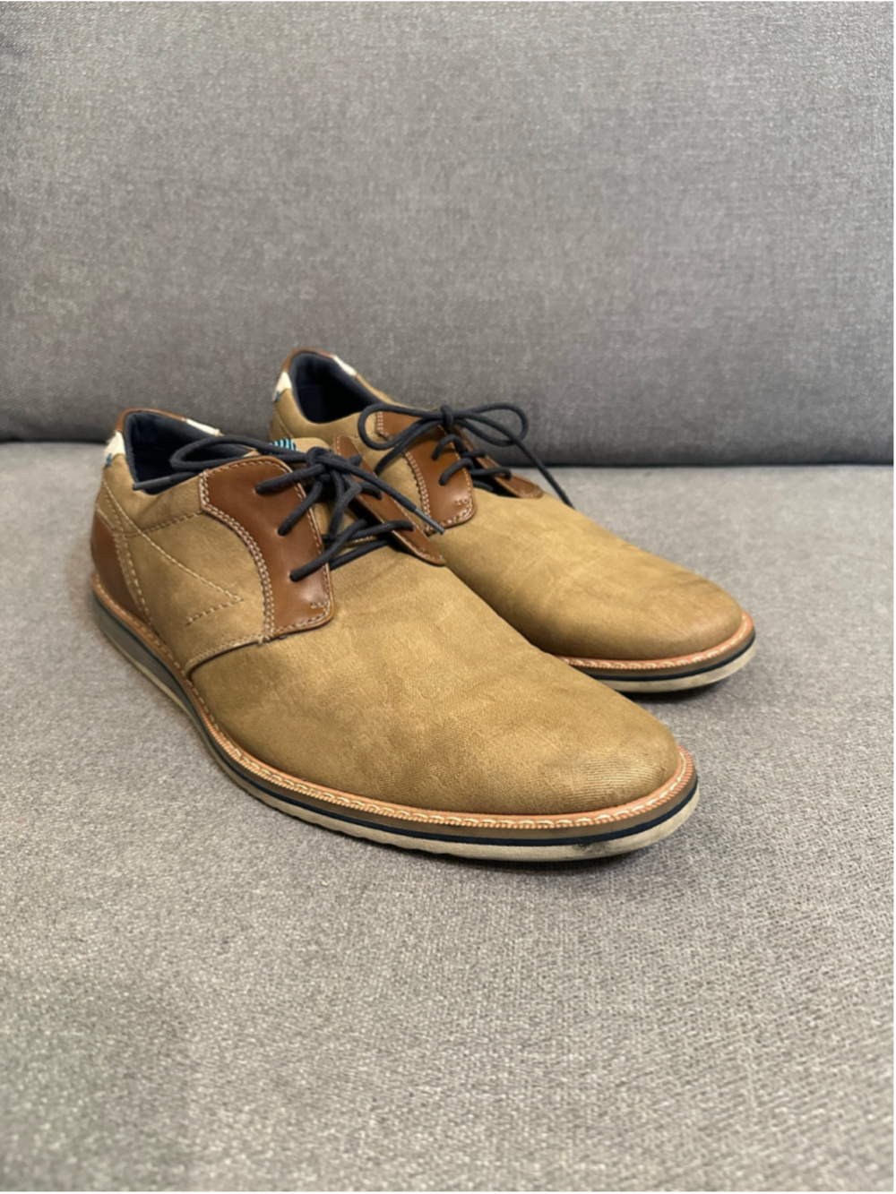 Freeman Troy Brown Oxfords & Derbys Size 10.5 Canvas Memory Foam Faux Leather